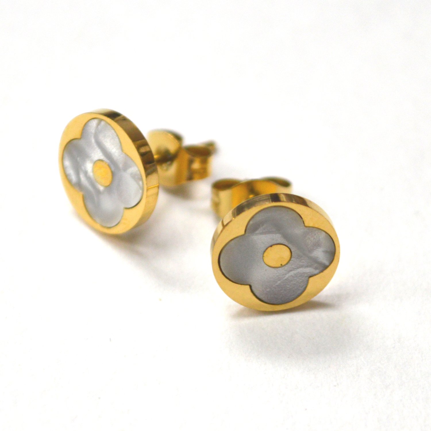 Designers Inspired Gold Plated Earrings 83-947G MOP