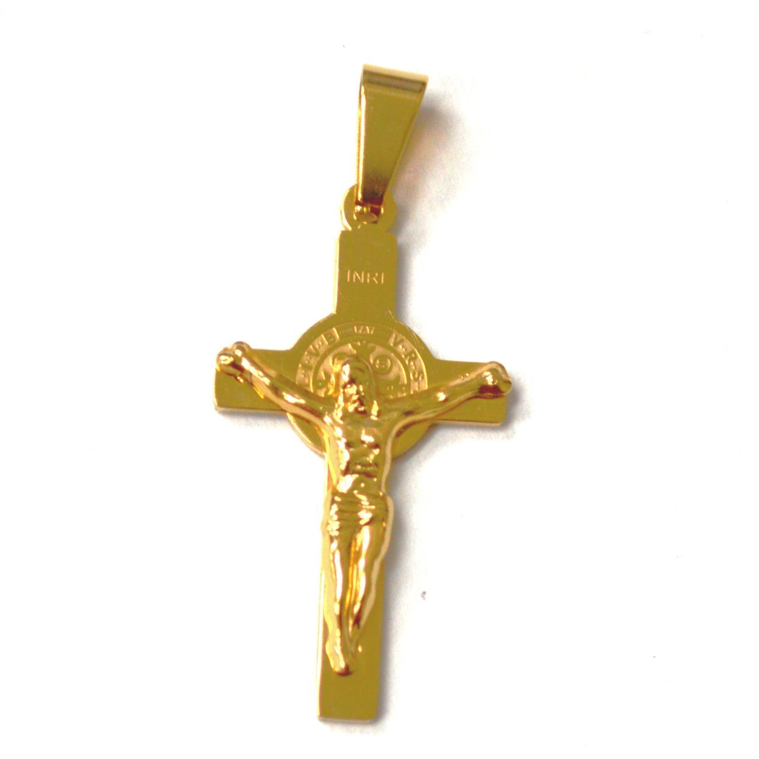 Crucifix San Beneto Gold IP Plated Pendant 86-3127G