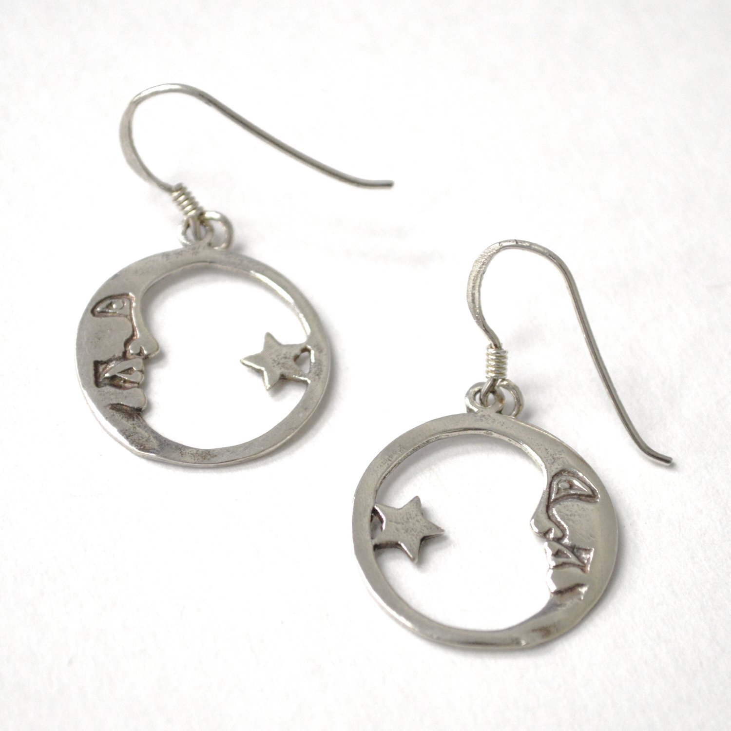 Half Moon and Star Sterling Silver Earrings 53-5313