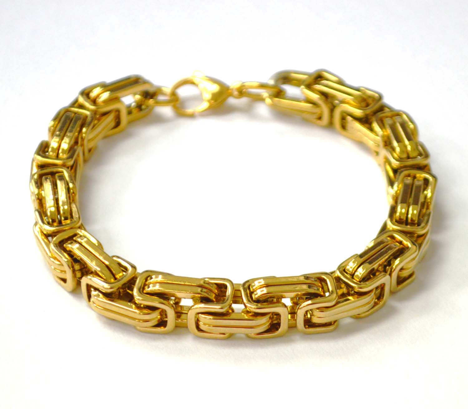 10mm Gold IP Plated Byzantine Bracelet 84-195G-10
