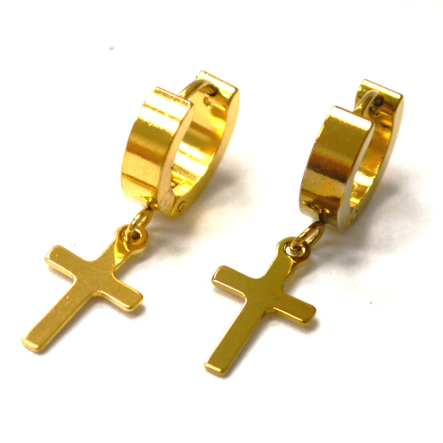 Dangling Cross Huggies Gold Plated 83-626G-12