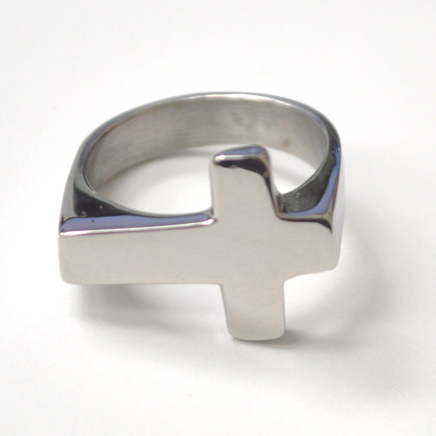 Sideway Cross Stainless Steel Ring 81-1818