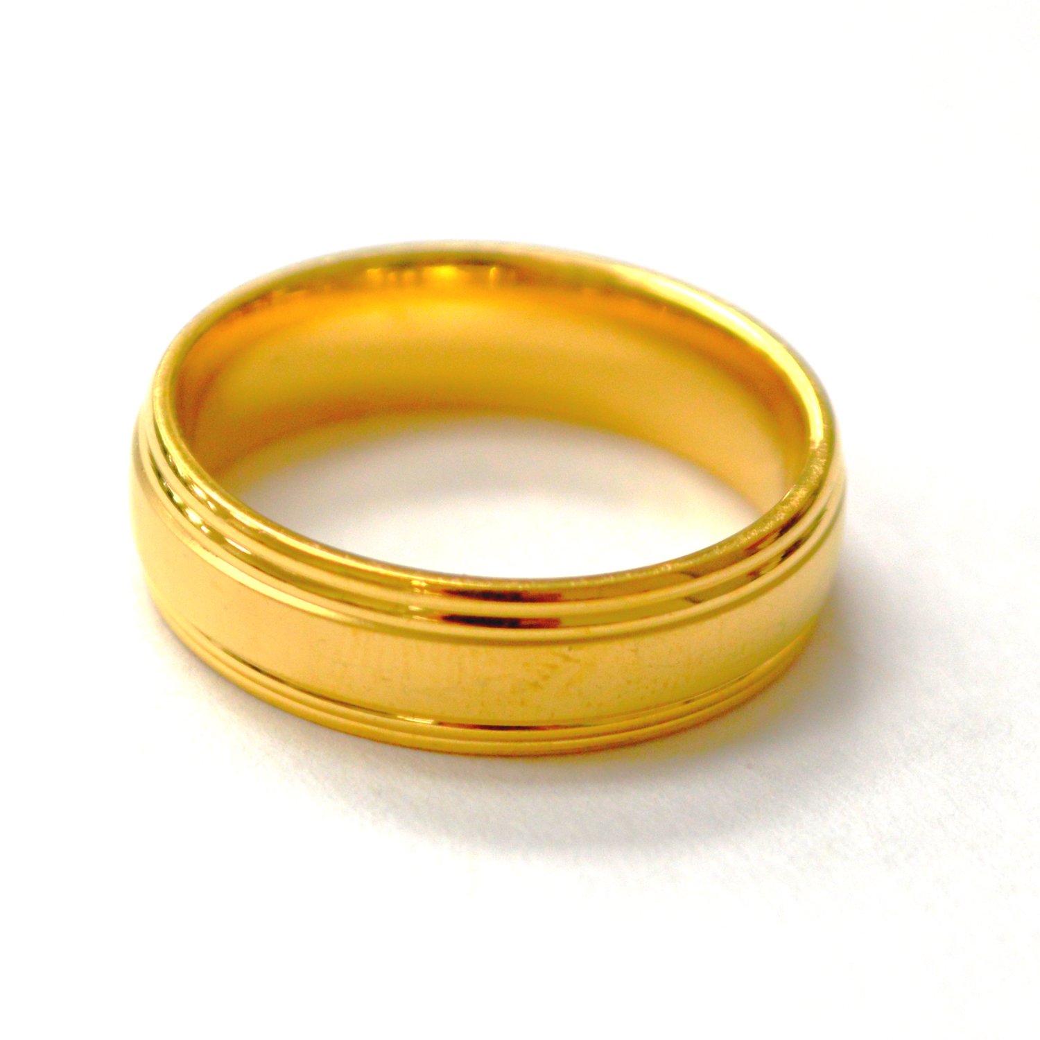 Brushed Finished Grooves Gold IP Plated Ring 81-1725G