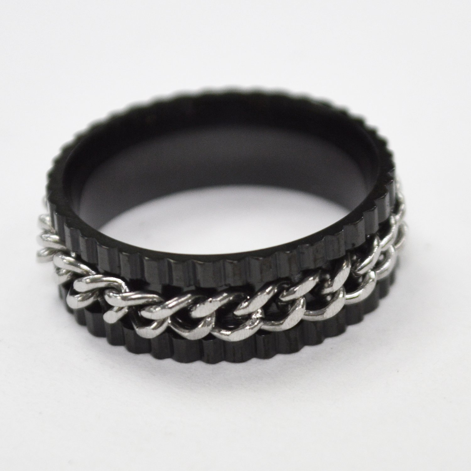 Spinner Black Plated Link Ring 81-1421B