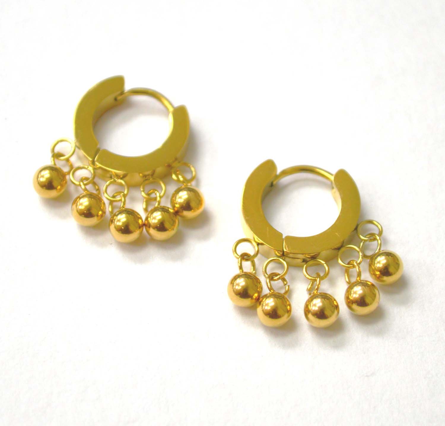 Gold Plated Dangling Balls Huggies 83-824G