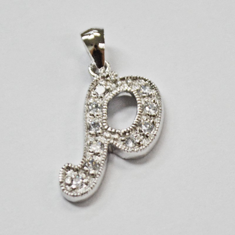 Initials CZ Stone Pendant Sterling Silver 562235-P
