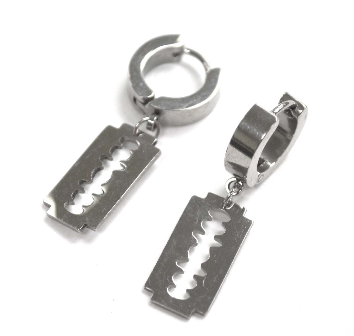 Blade Stainless Steel Huggies Earring 83-796S