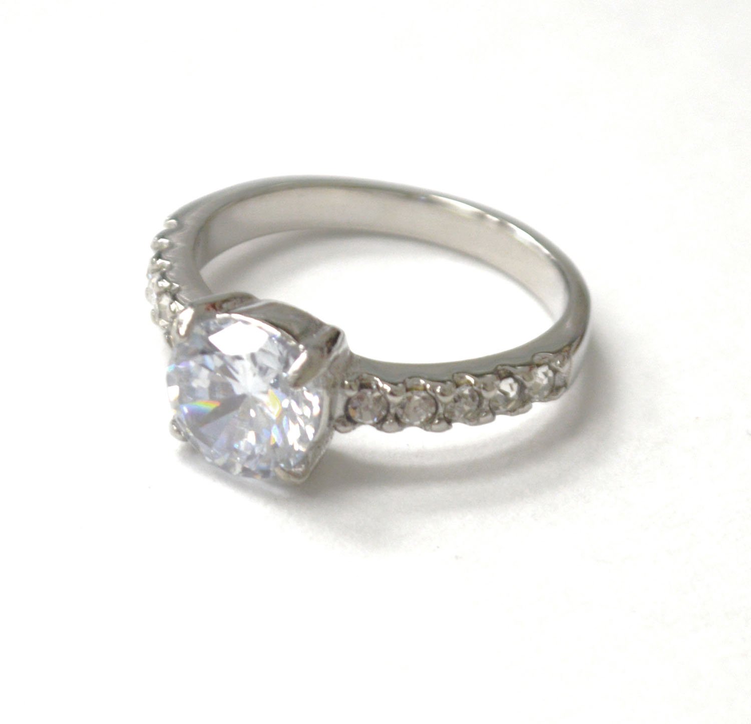 Round CZ Stone Stainless Steel Ring 81-1603S