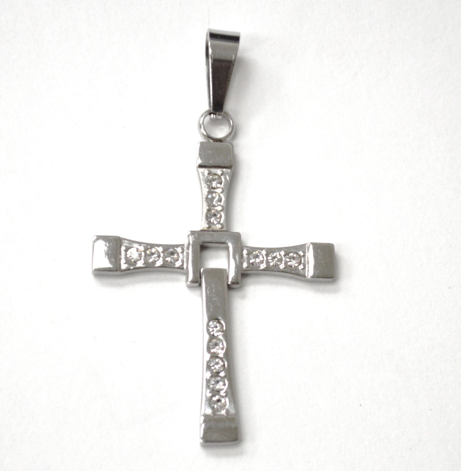 Cross with Stones Movable Stainless Steel Pendant 86-2862S