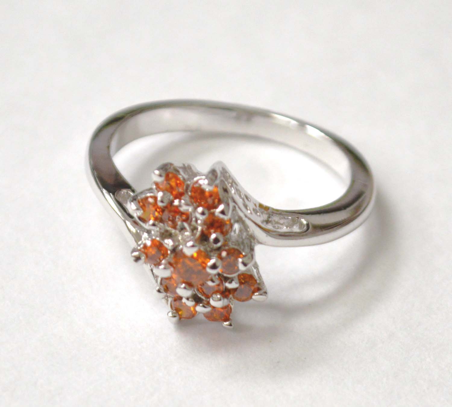 CZ Stone Ring Sterling Silver 51-2017Red