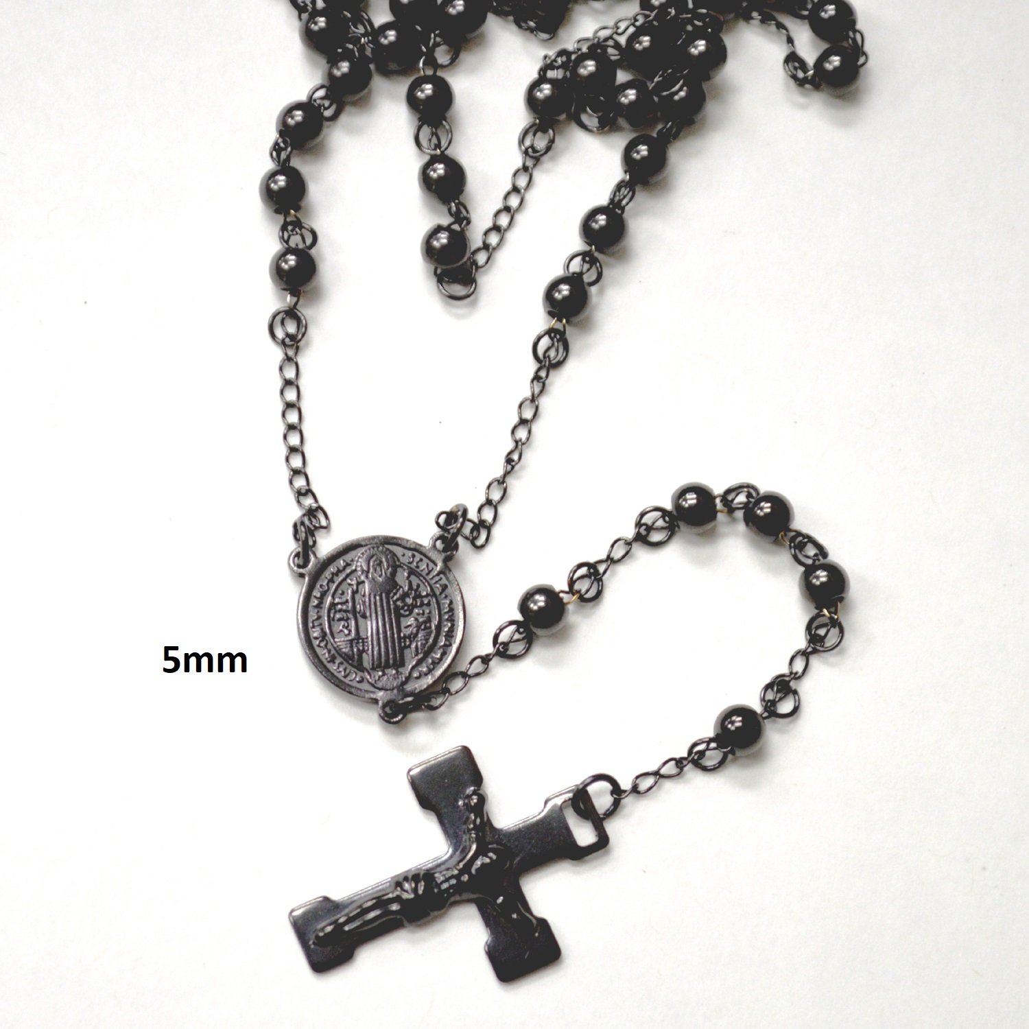 5mm Black Plated Rosary 87-34B-5