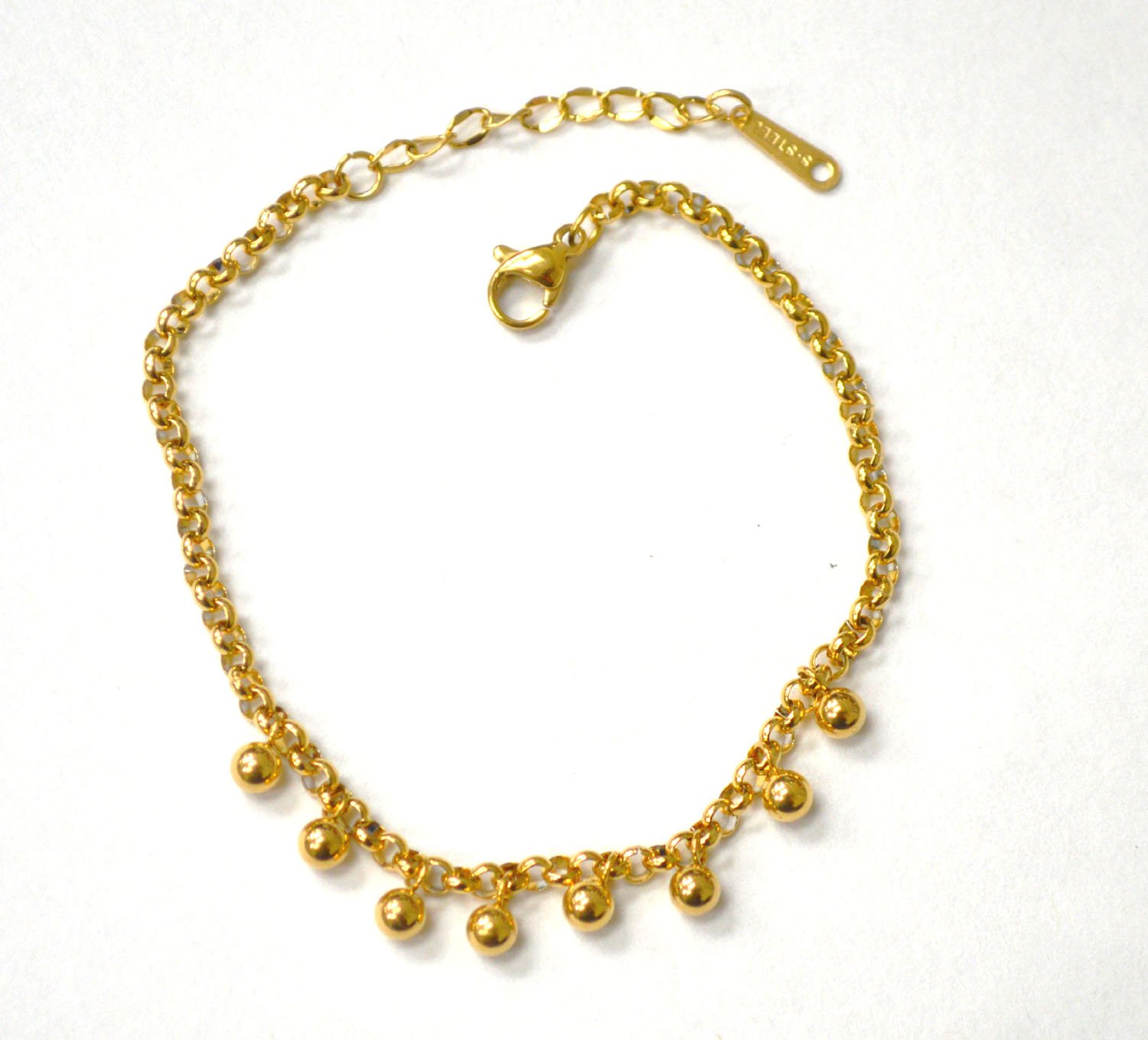 Dangling Beads Gold Plated Bracelet 84-1904G
