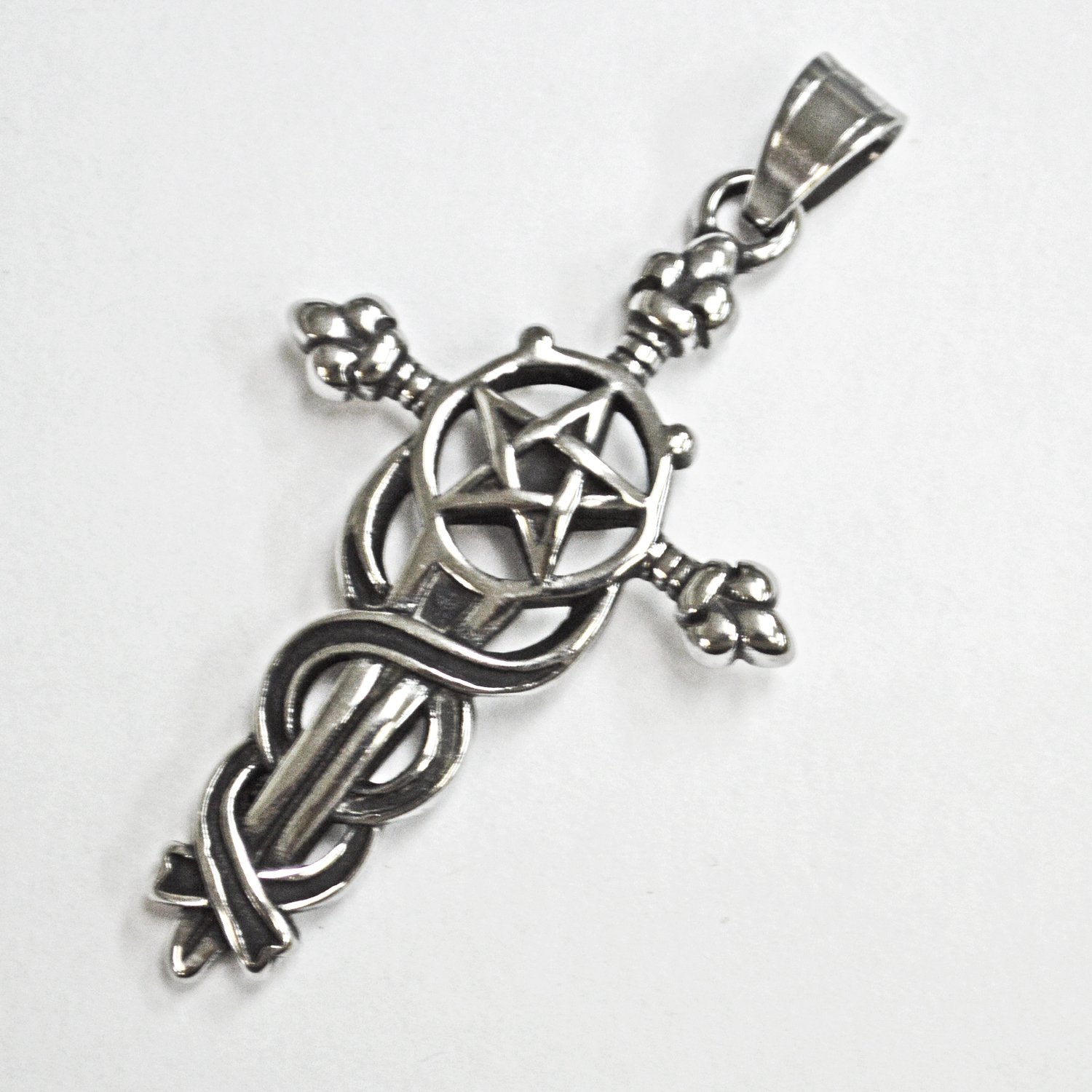 Cross with Star Pendant Stainless Steel 86-2223