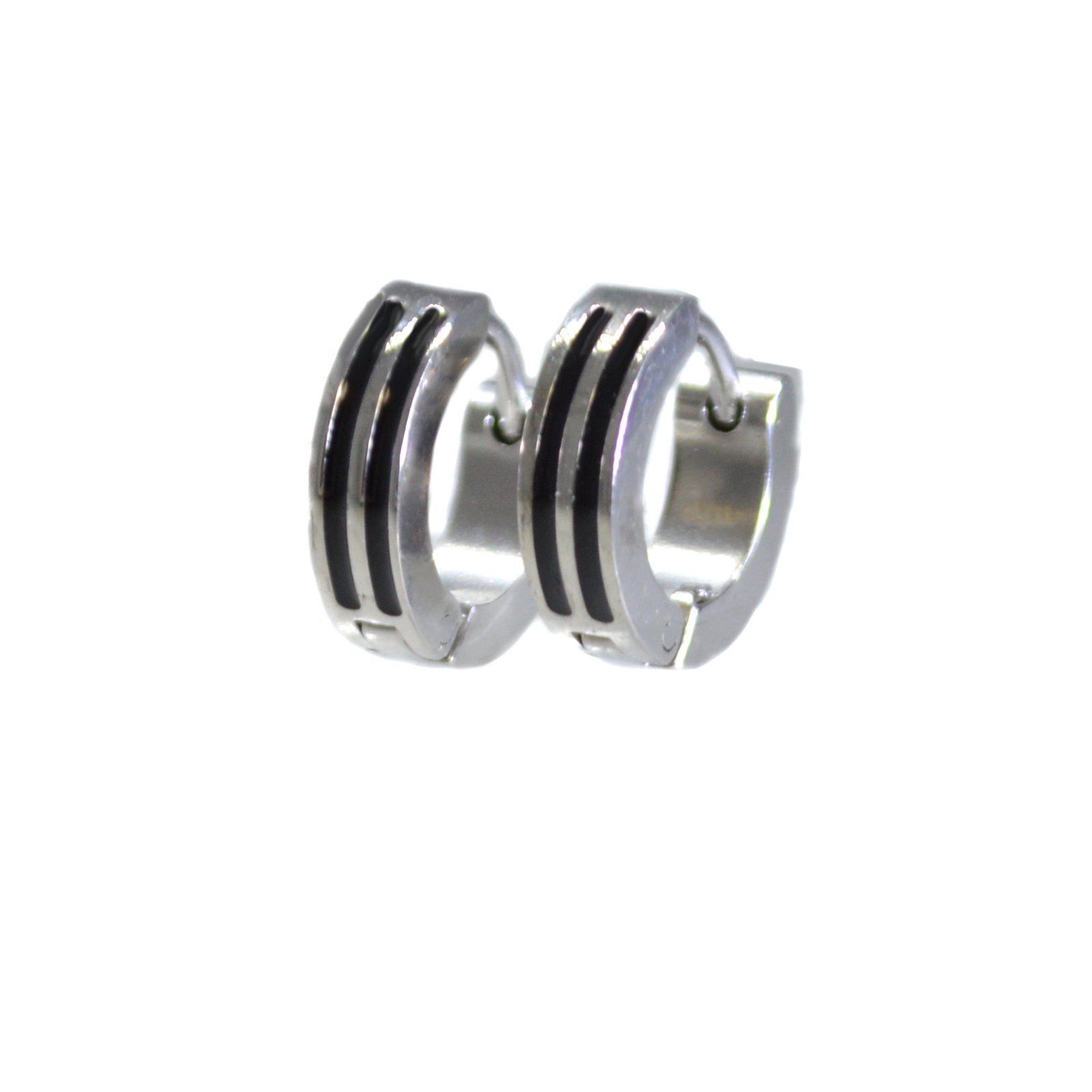 2 TONE BLACK HUGGIE EARRINGS 83-687S
