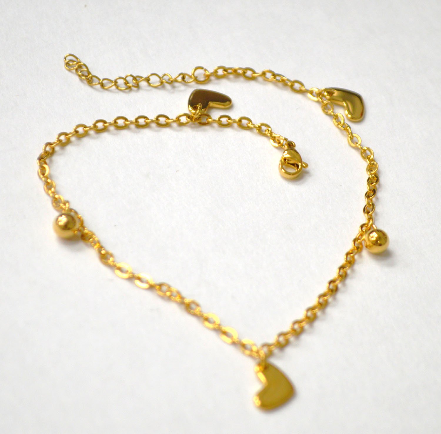 Heart/Bells Gold IP Plated Anklet 82-246G