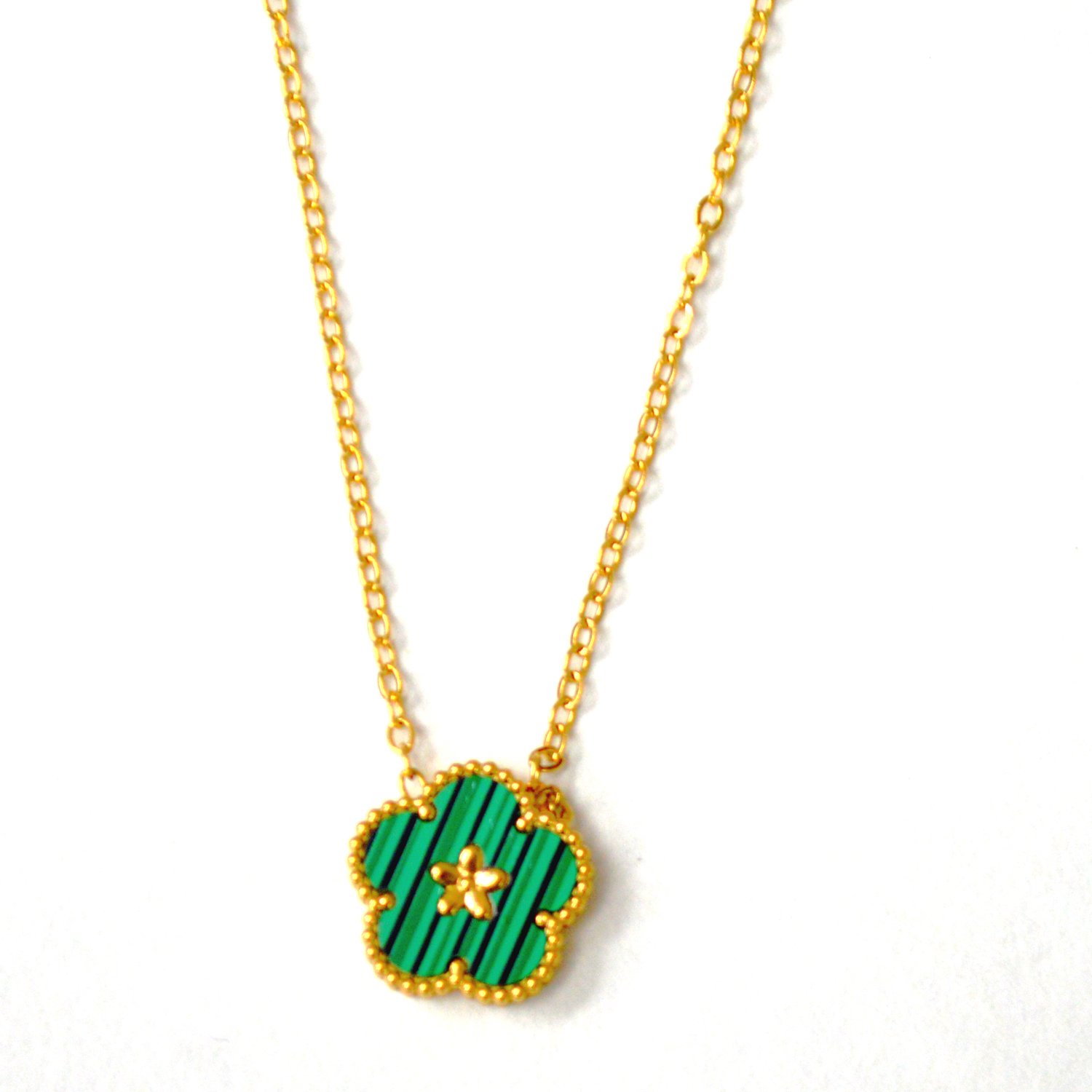 Designer's Inspired Gold IP Plated Necklace 85-303G Green