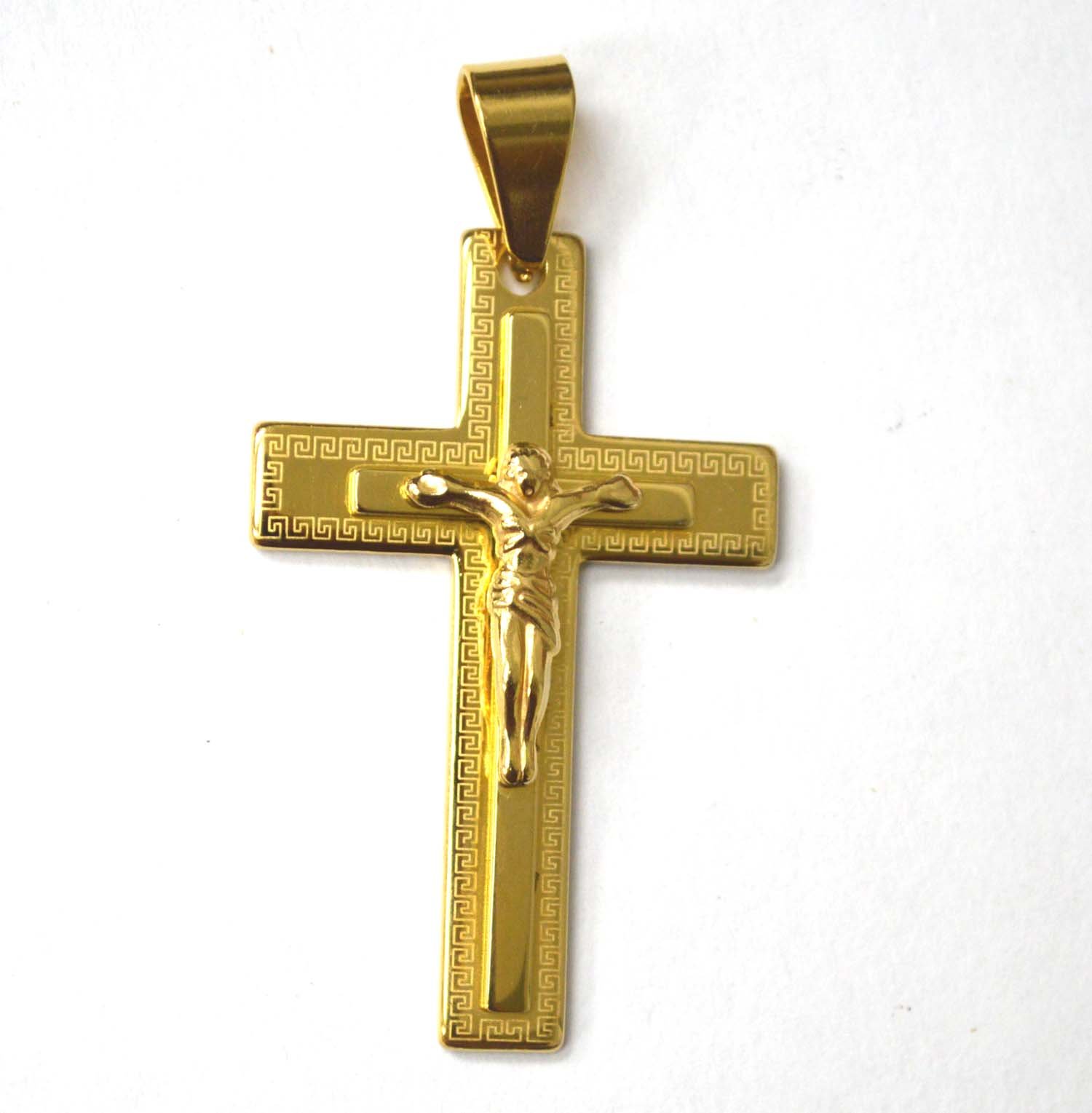 Crucifix Cross Gold IP Plated Pendant 86-2537G