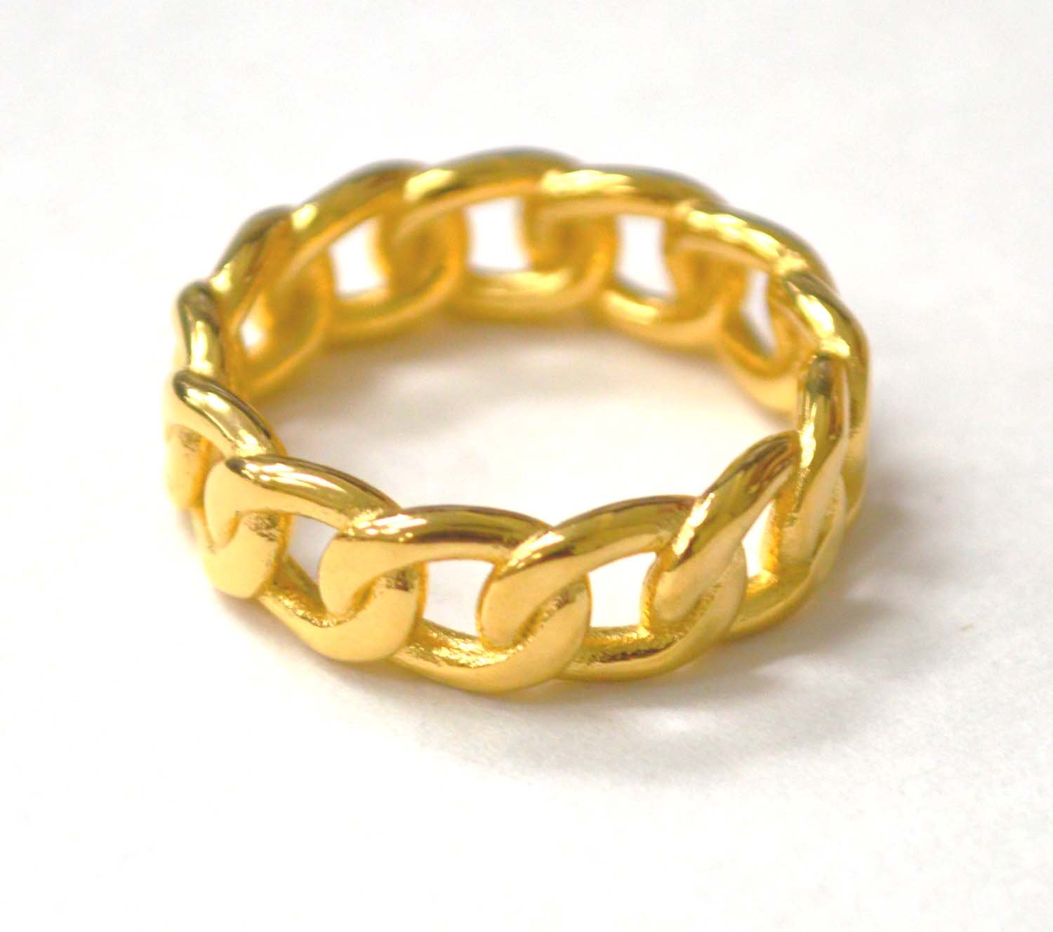7mm Curb Link Gold Plated Ring 81-1176G