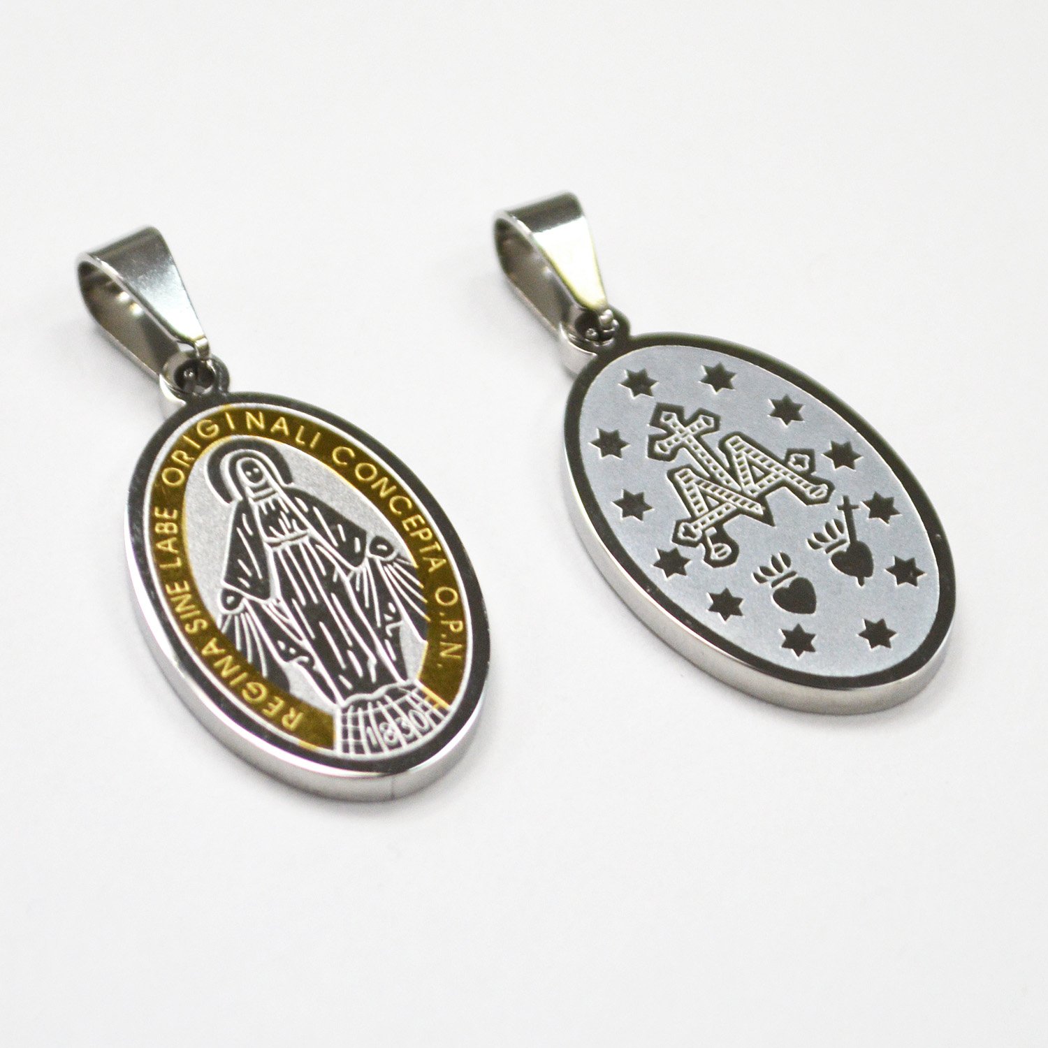 Virgen Milagrosa Medalla 2 ToneGold Plated Pendant (17x28mm)