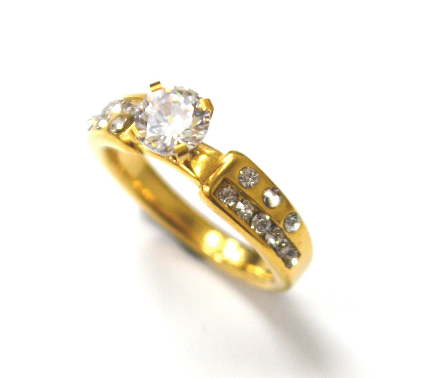 CZ Gold Plated Ring (6mm) 81-858