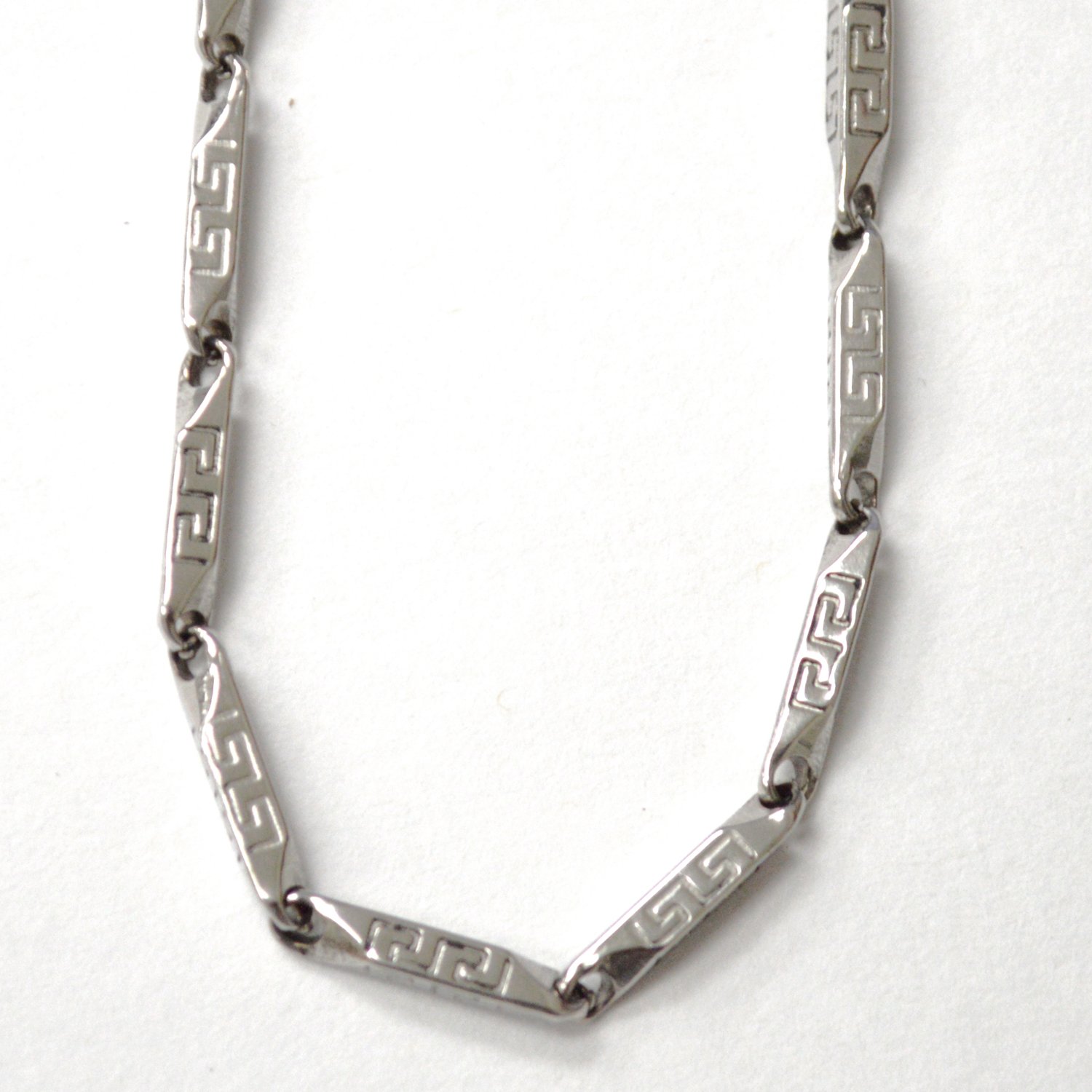 3mm Greek Key Block Stainless Steel Necklace 85-205S-3