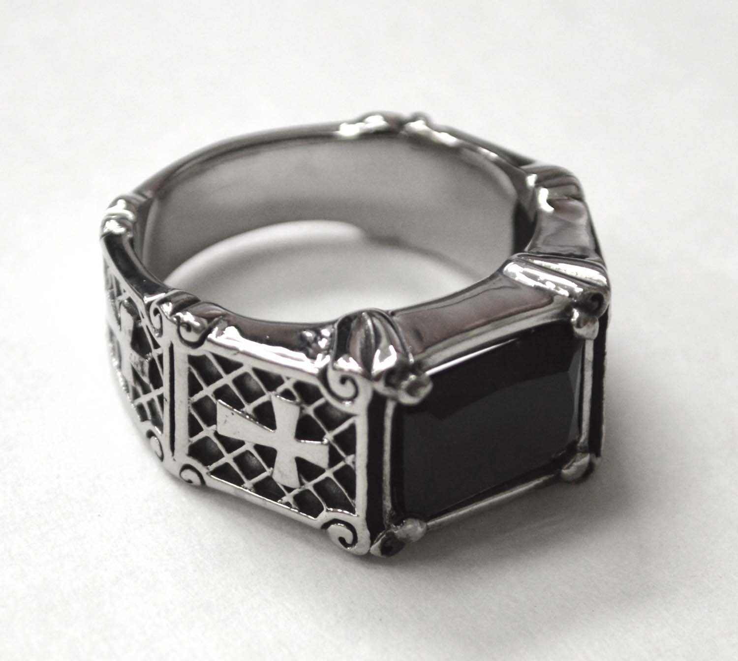 Black Stone Stainless Steel Ring 81-1179 Black