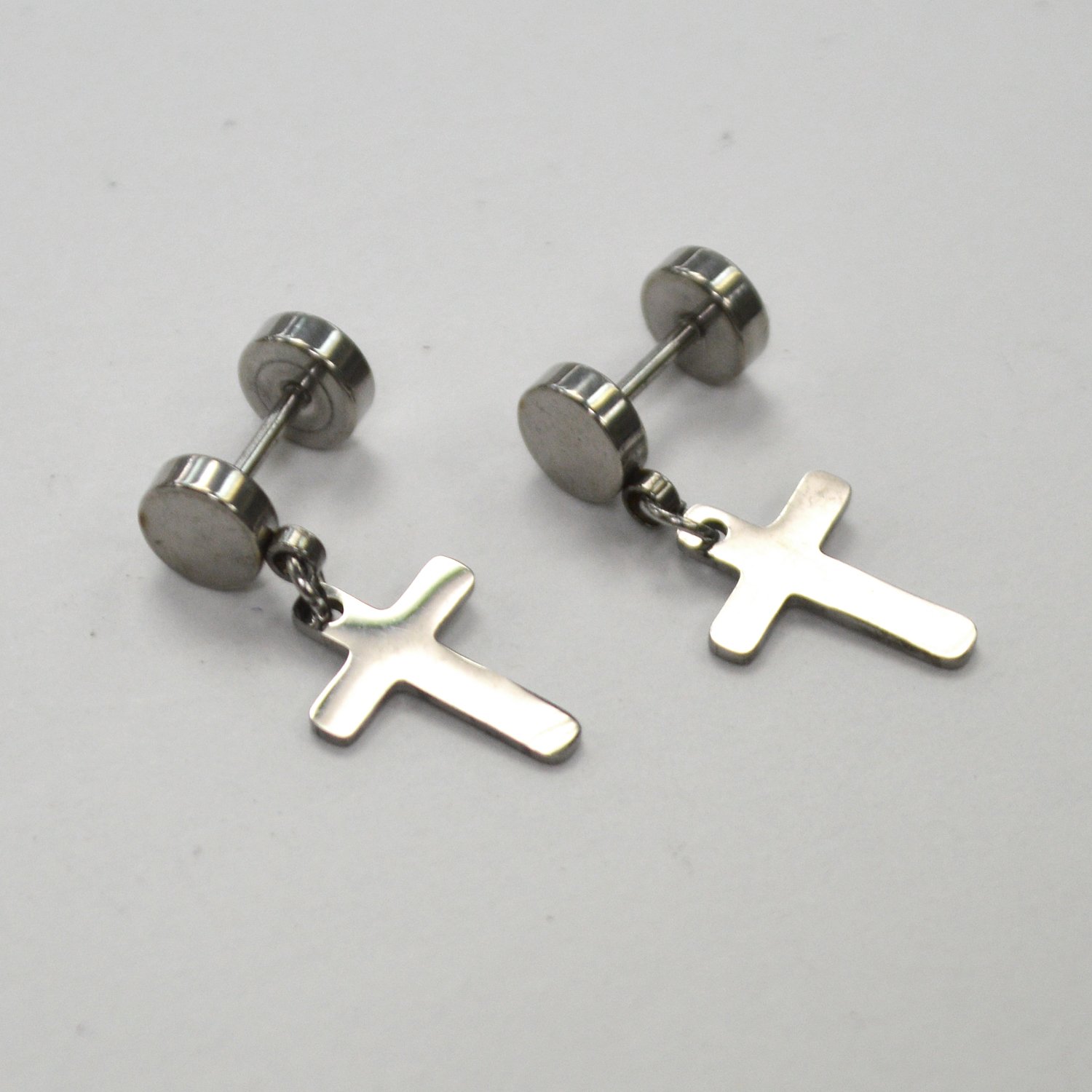 Dangling Cross  Earring Screw Back 83-760S-L