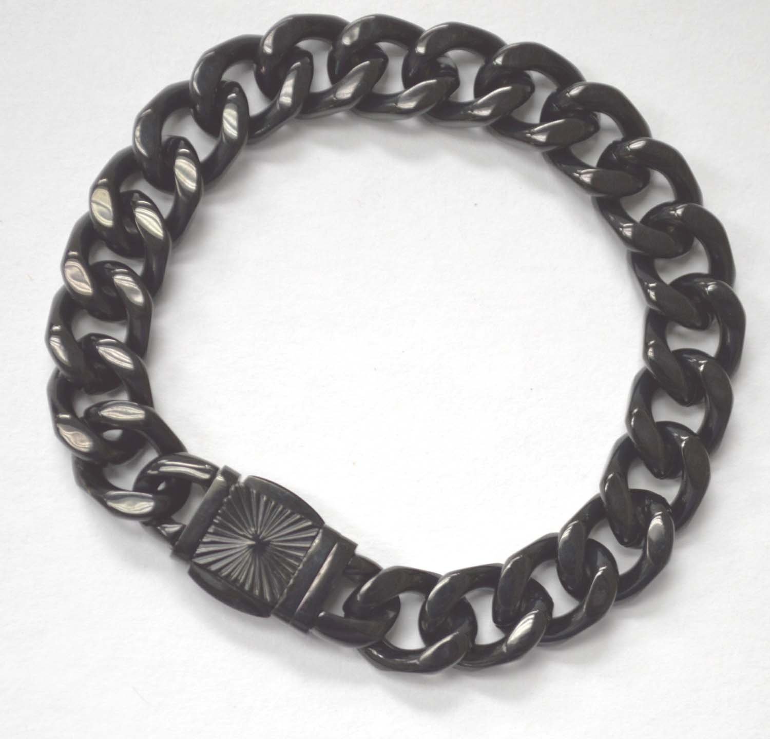 12mm Cuban Link Black Plated Bracelet 84-1867B-12-3