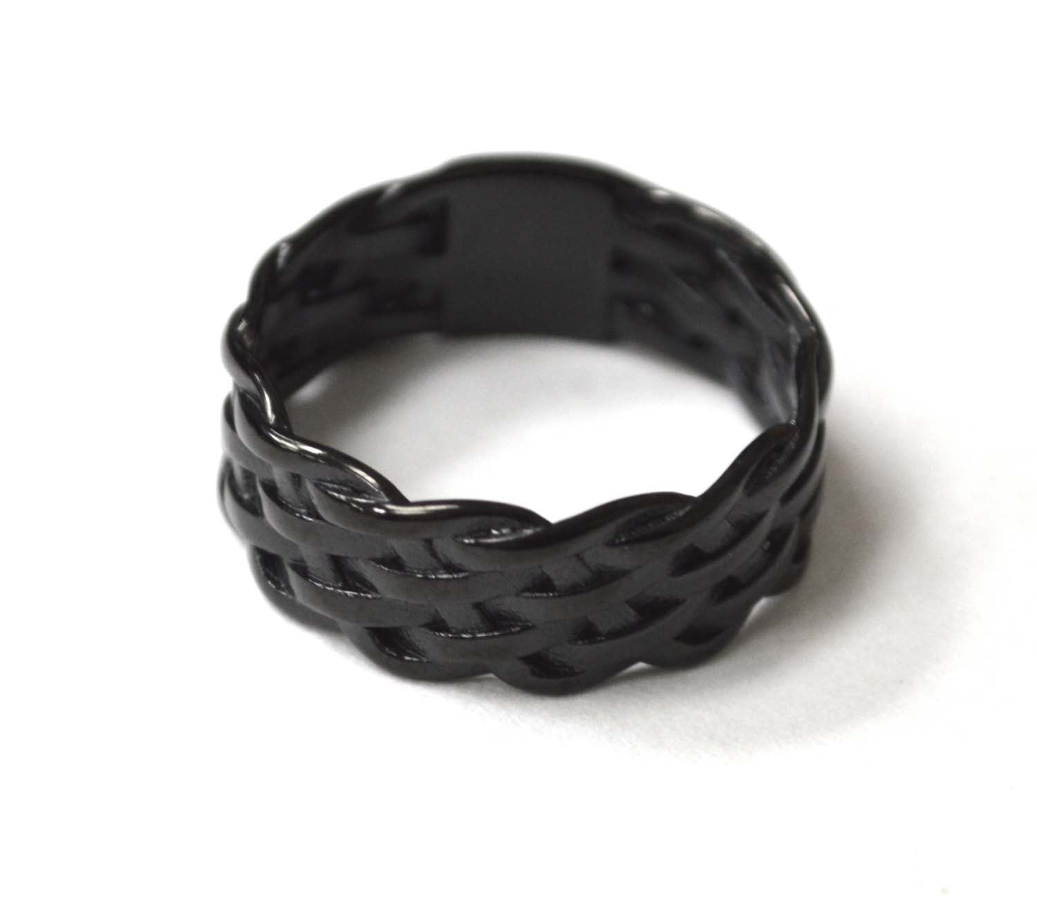 Braided Black Plated Ring 81-1564B