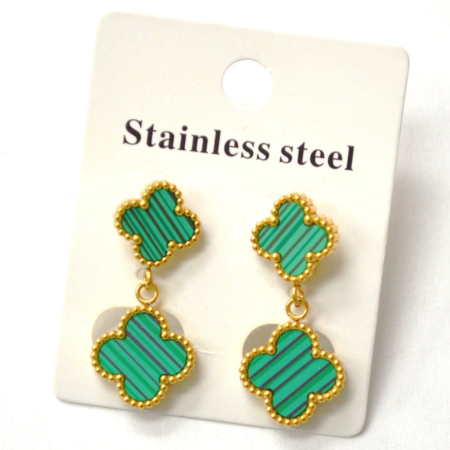Designers Inspired Gold Plated Earrings 83-965G Green