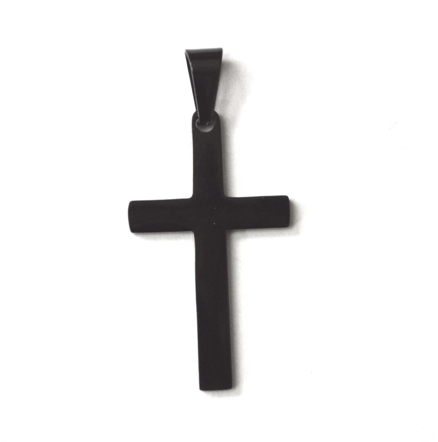 Plain Cross Black Plated Pendant 86-1110B