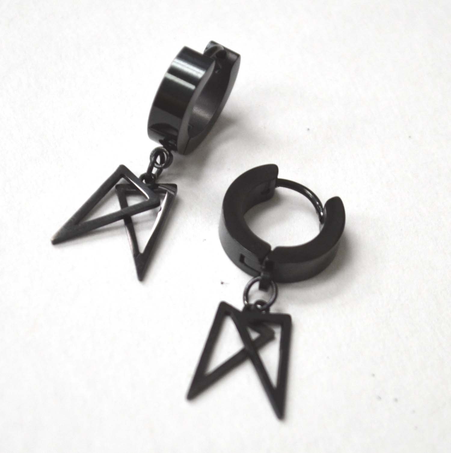 Dangling Black Plated Huggies Earring 83-885B