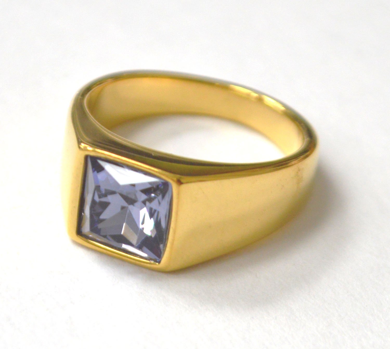 Purple CZ Stone Gold IP Plated Ring 81-1522G-Purple