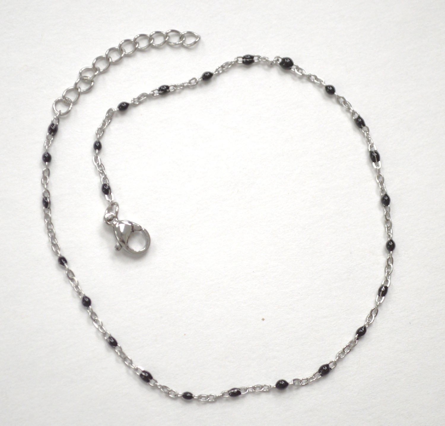 Beaded Stainless Steel Anklet 82-256S Black (5/Pkg)