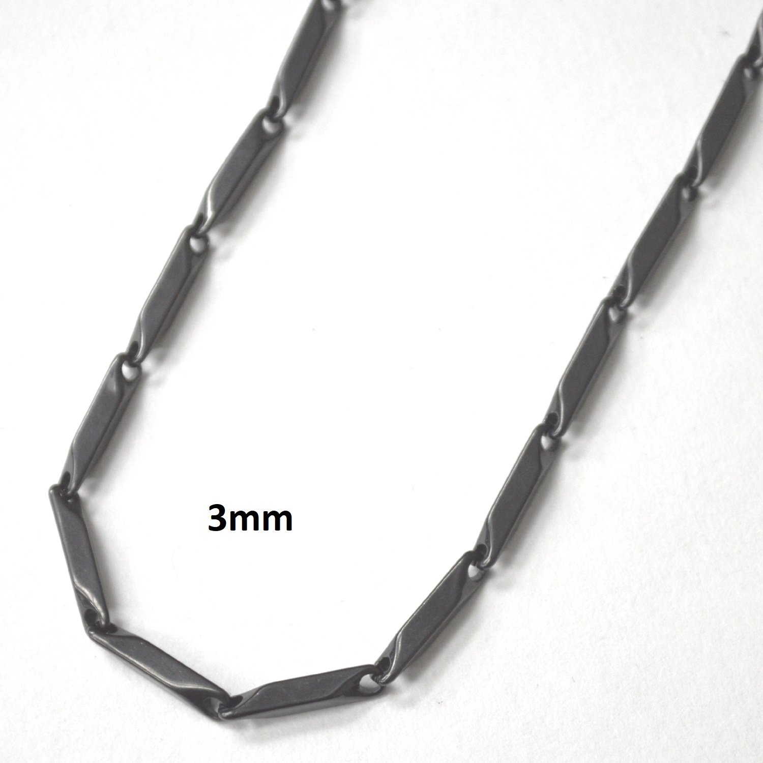 3mm Block Black Plated Necklace 85-197B-3