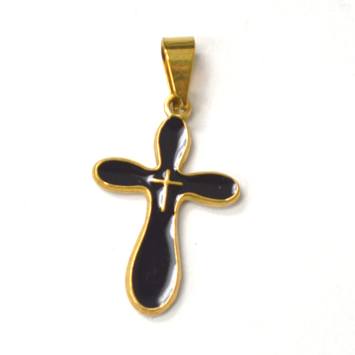 Cross Gold IP Plated with Black Pendant 86-3033G