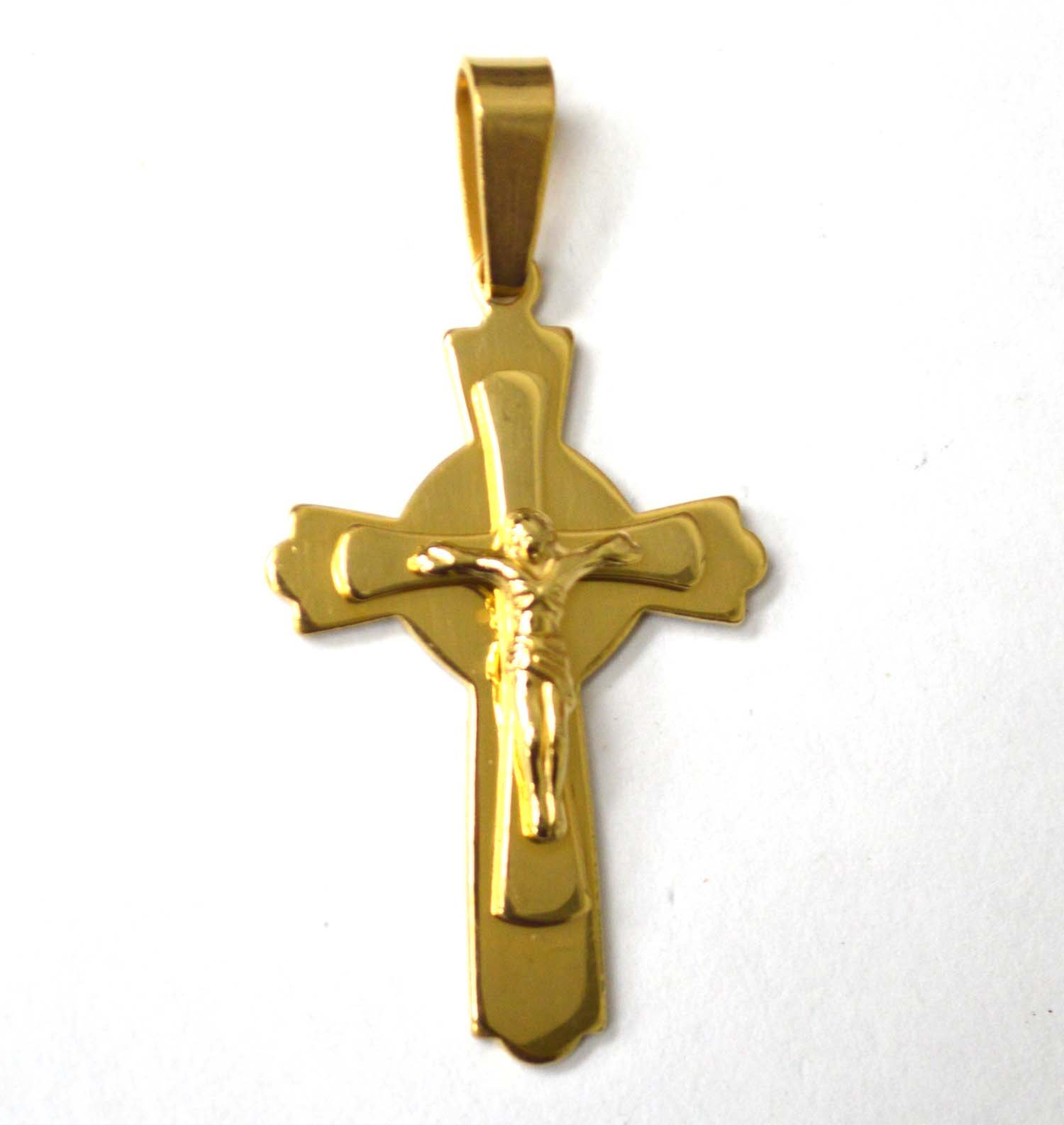 Crucifix Cross Gold IP Plated Pendant 86-2540G