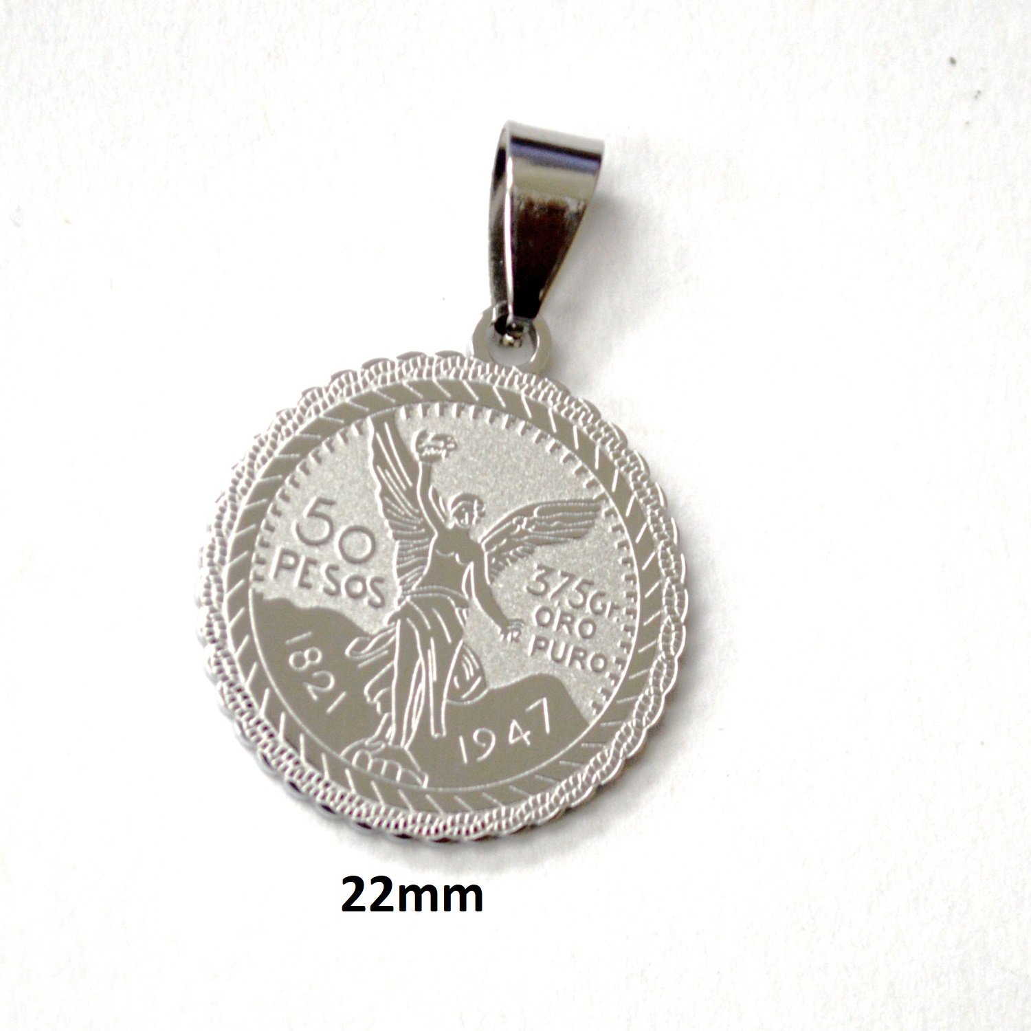 Mexican Coin Stainless Steel Pendant (22mm) 86-2405S-2