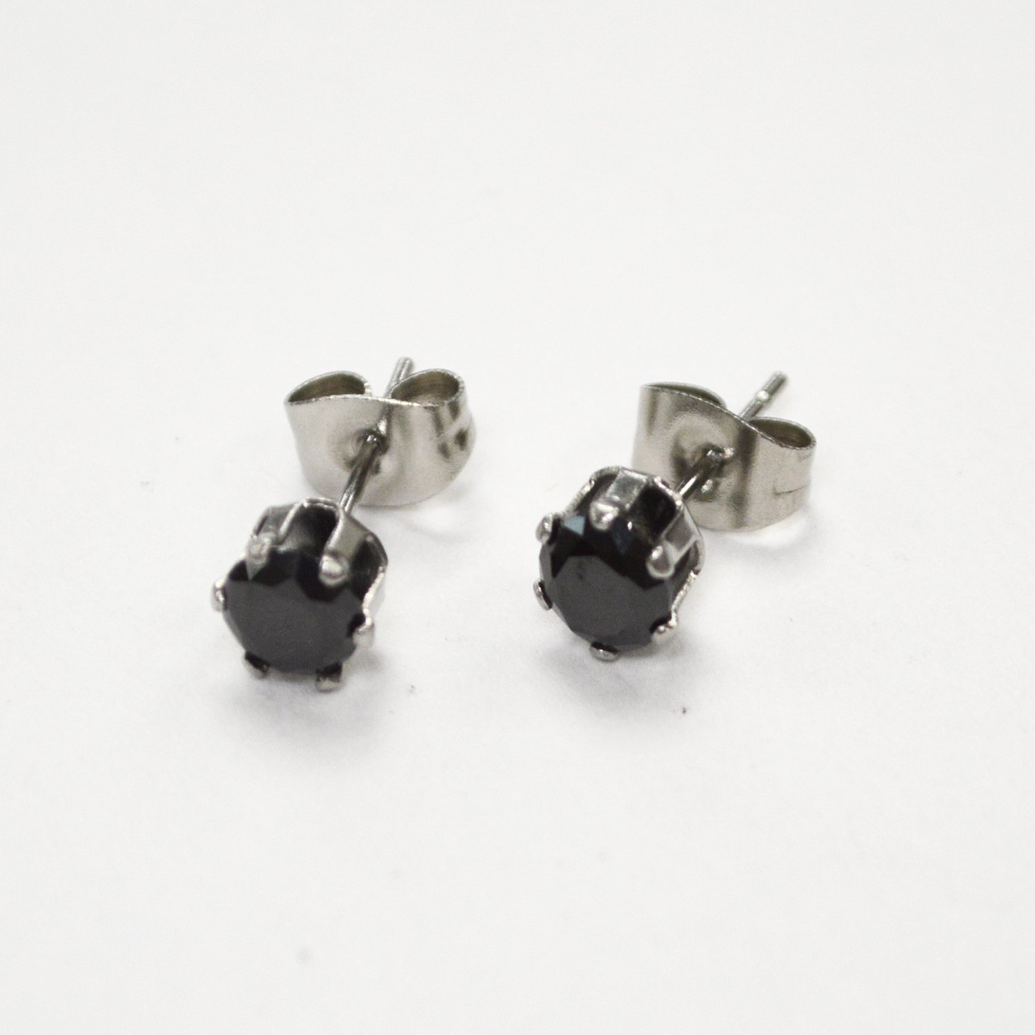 5mm Round Black CZ Stud Earring 83-103B-5