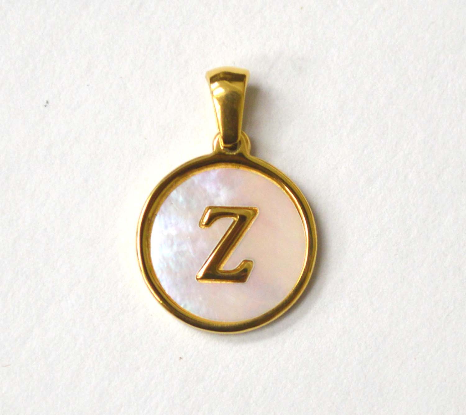 Z Initial Gold IP Plated in Mother of Pearl Pendant 86-2479-Z