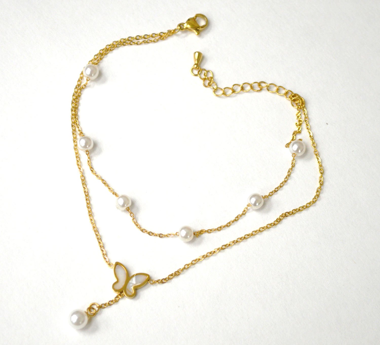 Butterfly/Pearl Gold Plated Link 82-236G