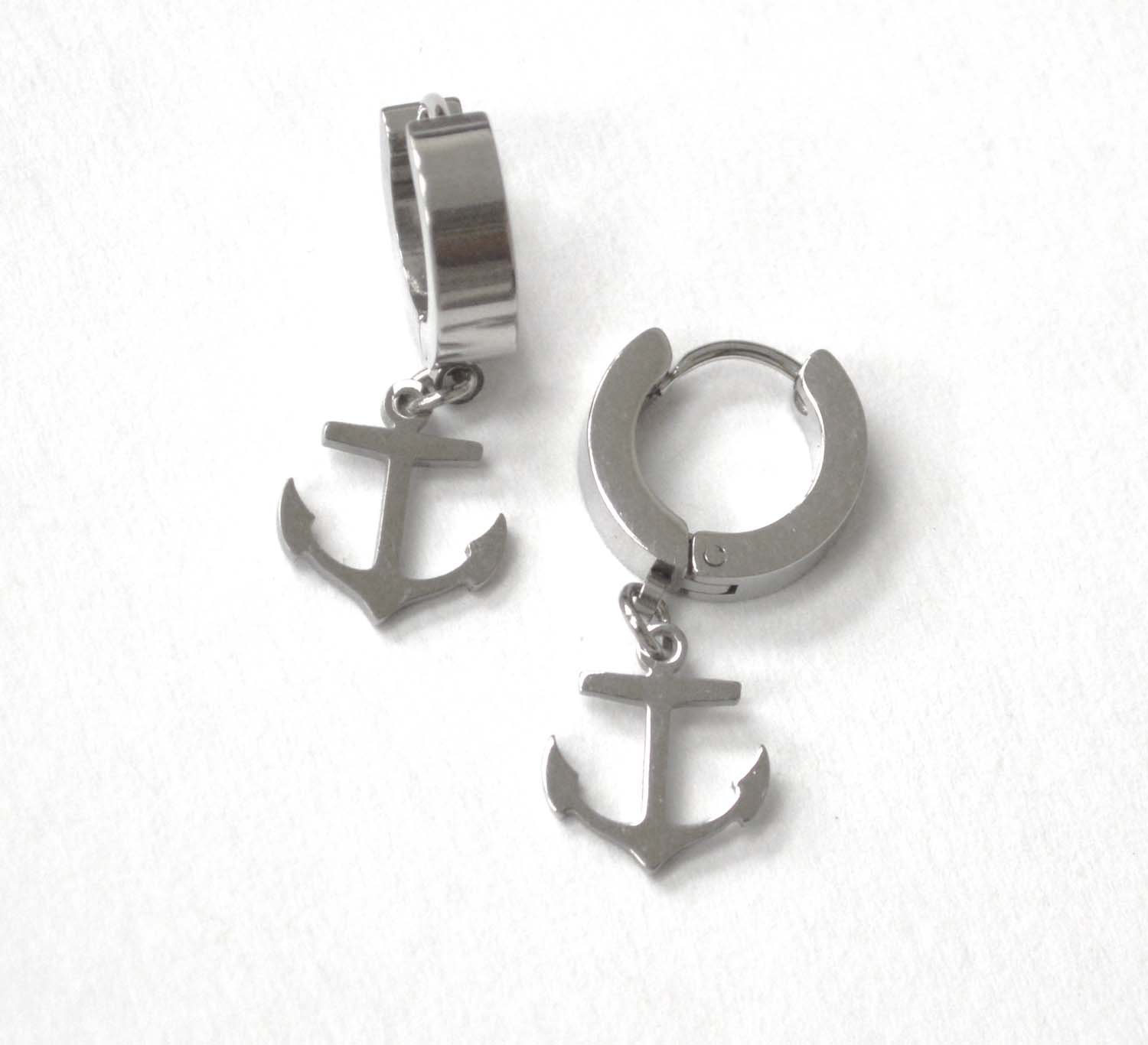 Dangling Anchor Huggies Earring 83-871S