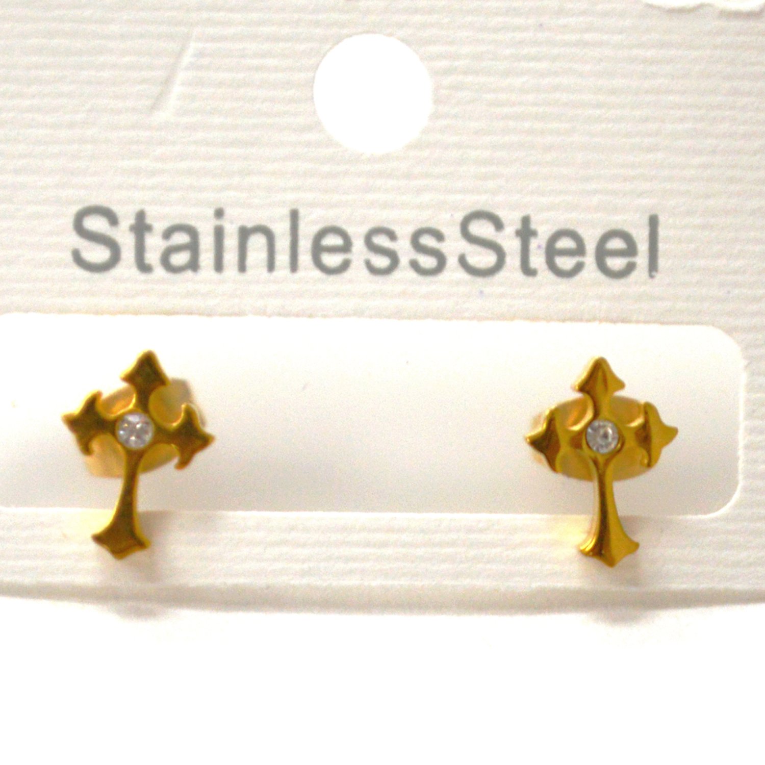 Cross Stud Gold IP Plated 83-1009G