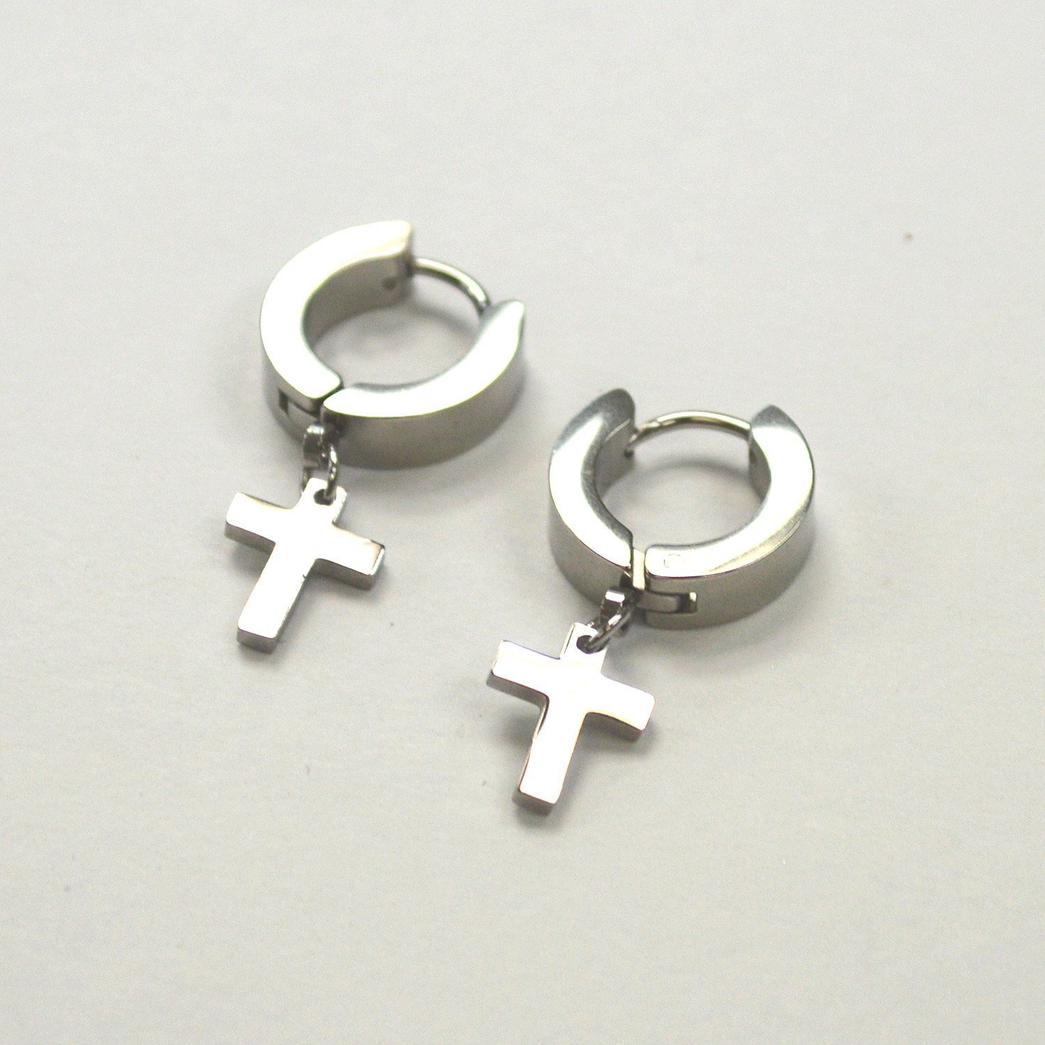 Cross Dangling Huggies Earrings 83-752S-1