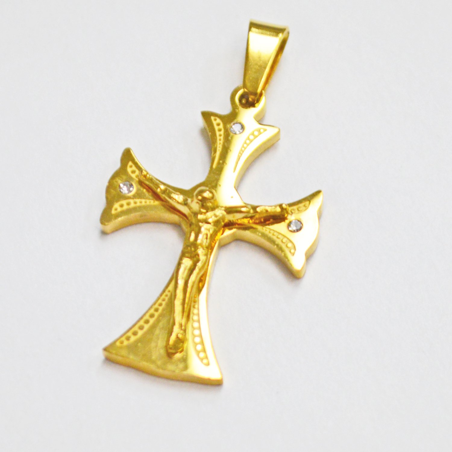 Crucifix Gold IP Plate Pendant 86-447G