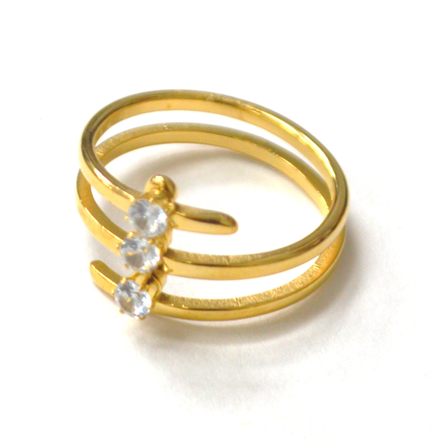 3 Stones Gold Plated Ring 81-1712G