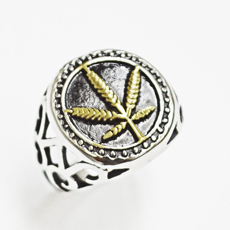 2 TONE GOLD POT LEAF RING 81-1240-2T