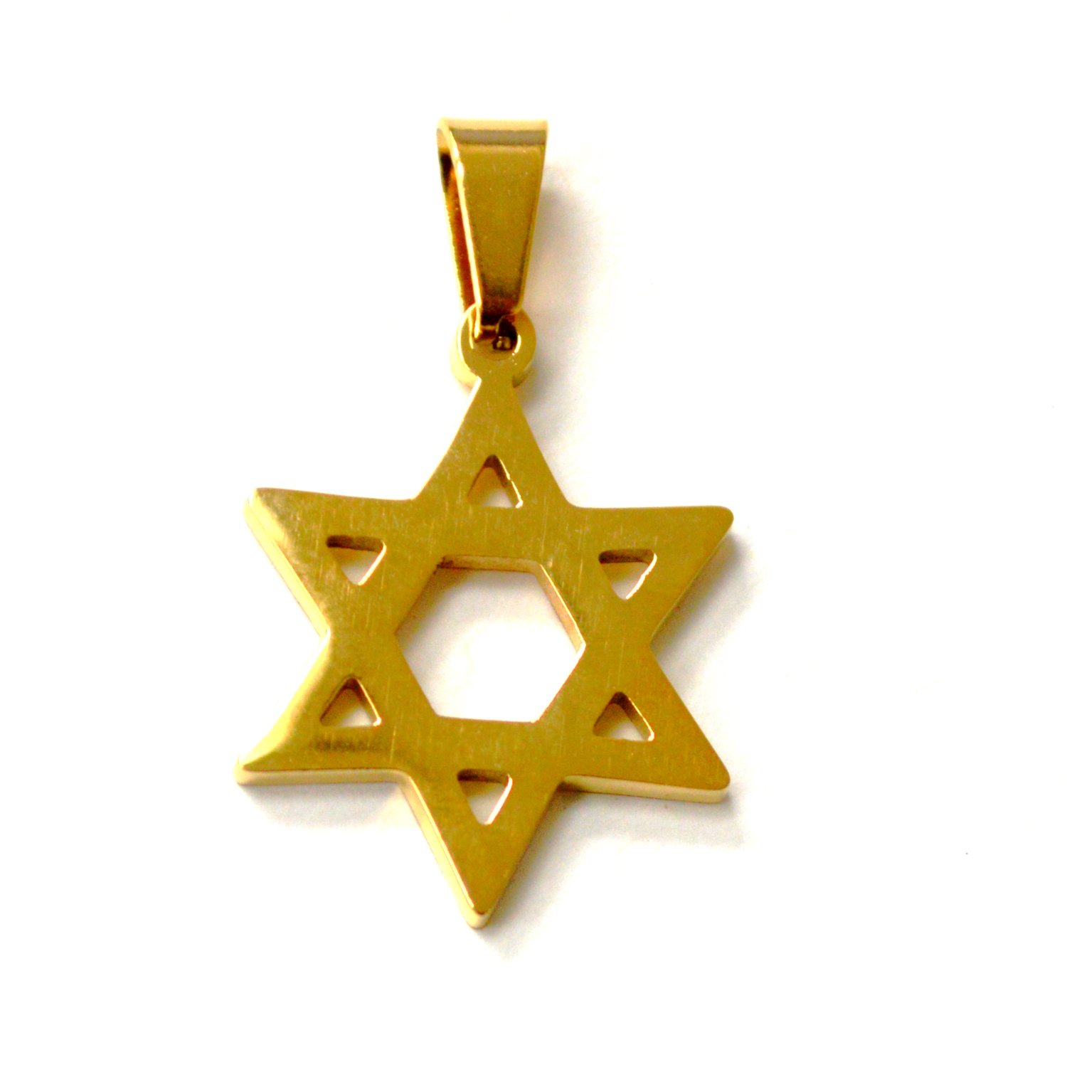 Star of David Gold IP Plated Pendant 86-1421G-Sm