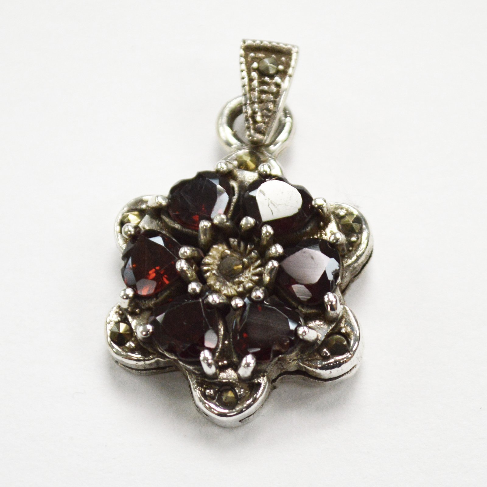 CZ Stone Marcasites Pendant Sterling Silver 563016