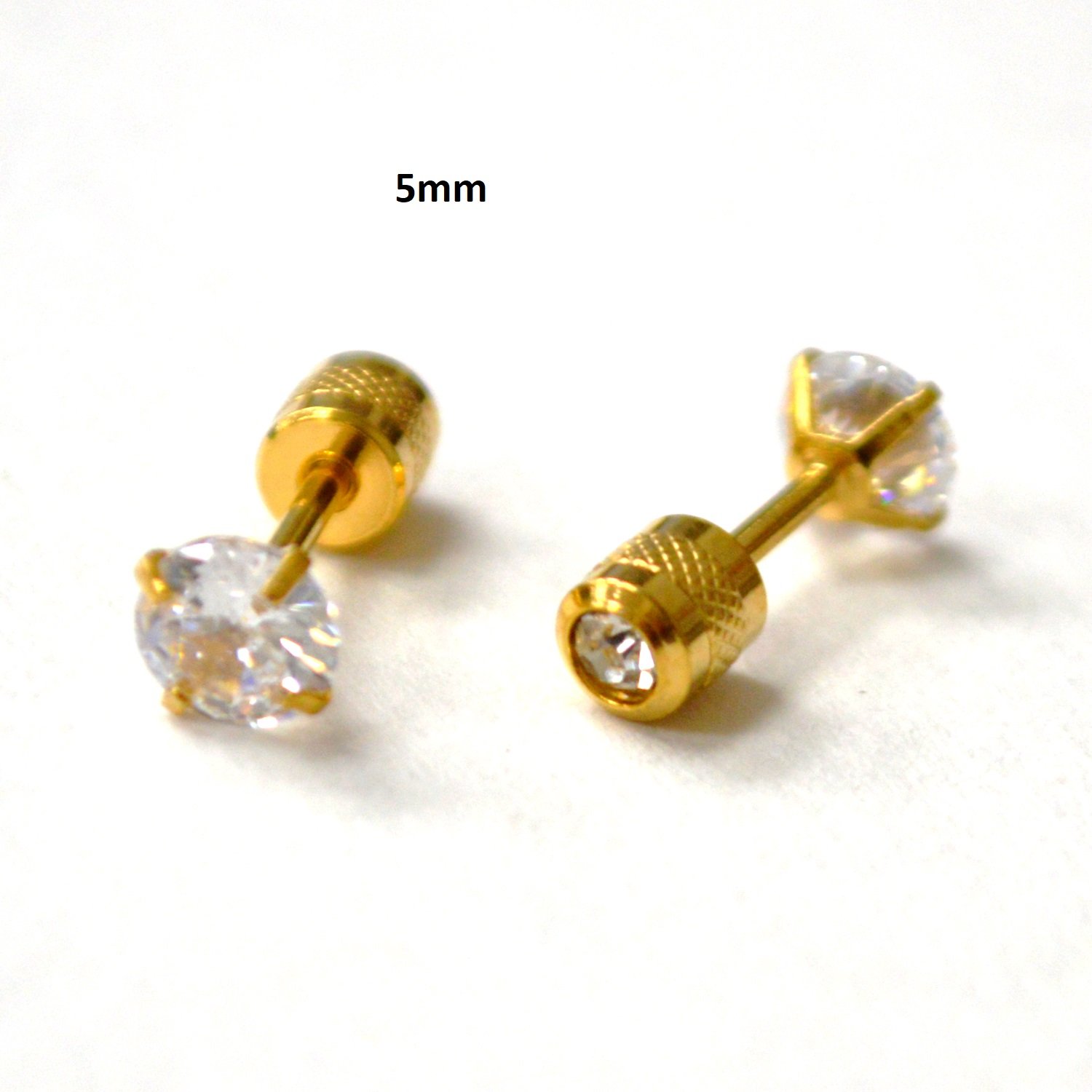 Screw Back CZ Gold Plated Earrings 83-958G-5